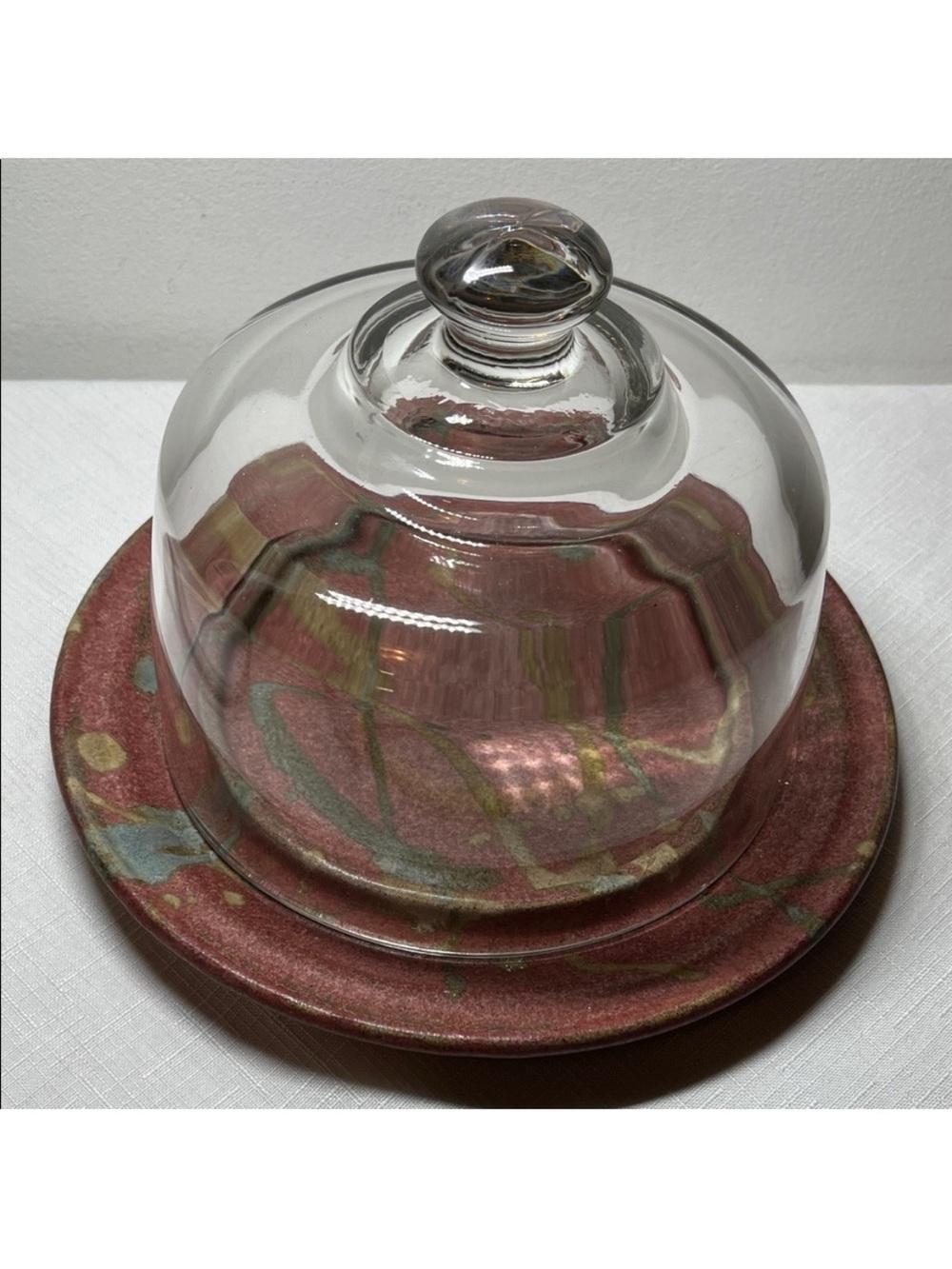 Pottery Plate & glass dome by Jennifer Dawson City Yukon. Cheese platter